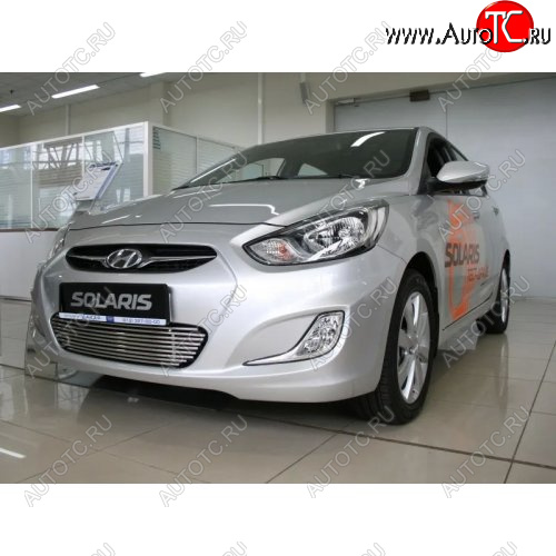 5 599 р. Декоративный элемент воздухозаборника Souz96 (d10) Hyundai Solaris RBr хэтчбэк дорестайлинг (2010-2014) (Черные)  с доставкой в г. Воронеж