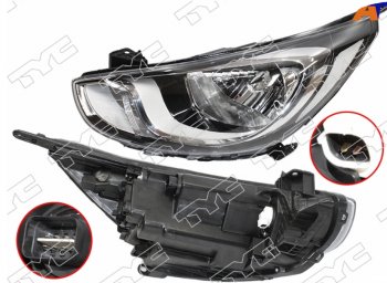 Левая фара (с электрокорректором) TYC Hyundai Solaris RBr хэтчбэк дорестайлинг (2010-2014)