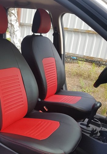 6 799 р. Чехлы для сидений Lord Autofashion Турин (экокожа)  Hyundai Solaris  RBr (2010-2017) хэтчбэк дорестайлинг, хэтчбэк рестайлинг (Чёрный, вставка красная)  с доставкой в г. Воронеж. Увеличить фотографию 4