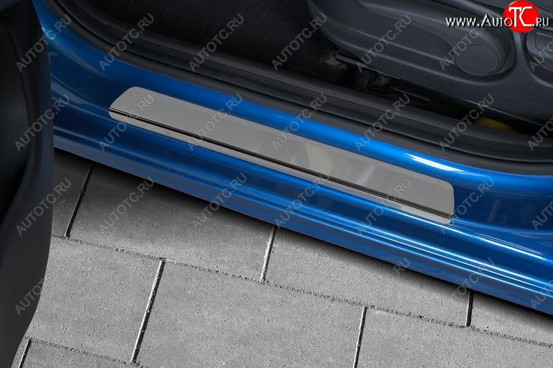 1 429 р. Пороги накладки Russtal Hyundai Solaris RBr седан дорестайлинг (2010-2014) (Нержавейка полированная)  с доставкой в г. Воронеж