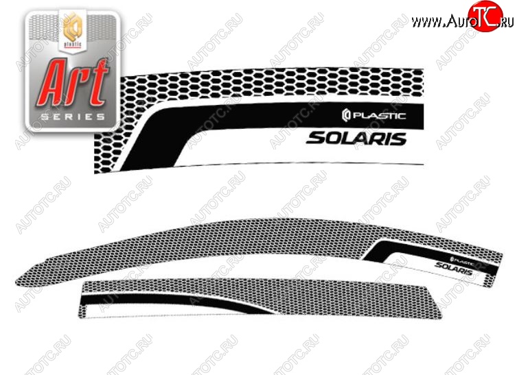 2 199 р. Дефлектора окон CA-Plastic  Hyundai Solaris  RBr (2014-2017) хэтчбэк рестайлинг (Серия Art серебро, Без хром.молдинга)  с доставкой в г. Воронеж