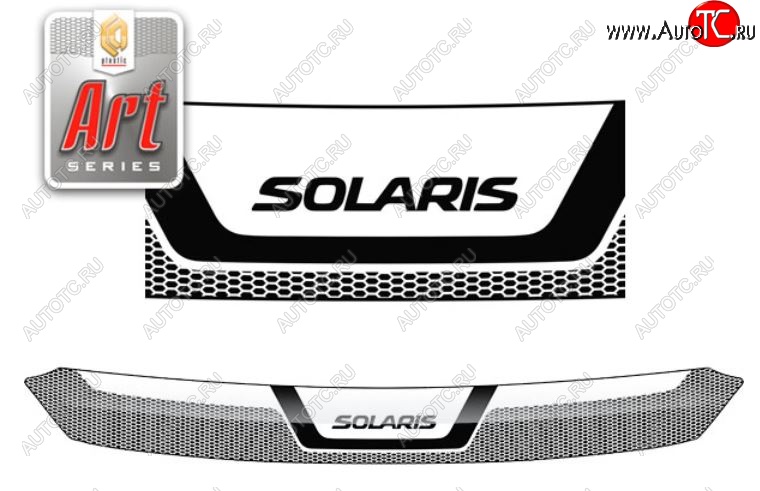 2 159 р. Дефлектор капота CA-Plastiс  Hyundai Solaris  RBr (2010-2014) седан дорестайлинг (Серия Art графит)  с доставкой в г. Воронеж