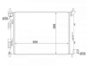 Радиатор двигателя (трубчатый, МКПП) SAT Hyundai Solaris RBr хэтчбэк дорестайлинг (2010-2014)