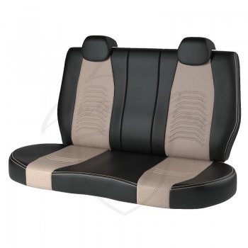 12 799 р. Чехлы для сидений Lord Autofashion Денвер (экокожа)  Hyundai Solaris  RBr (2010-2017) седан дорестайлинг, седан рестайлинг (Чёрный, вставка бежевая)  с доставкой в г. Воронеж. Увеличить фотографию 2