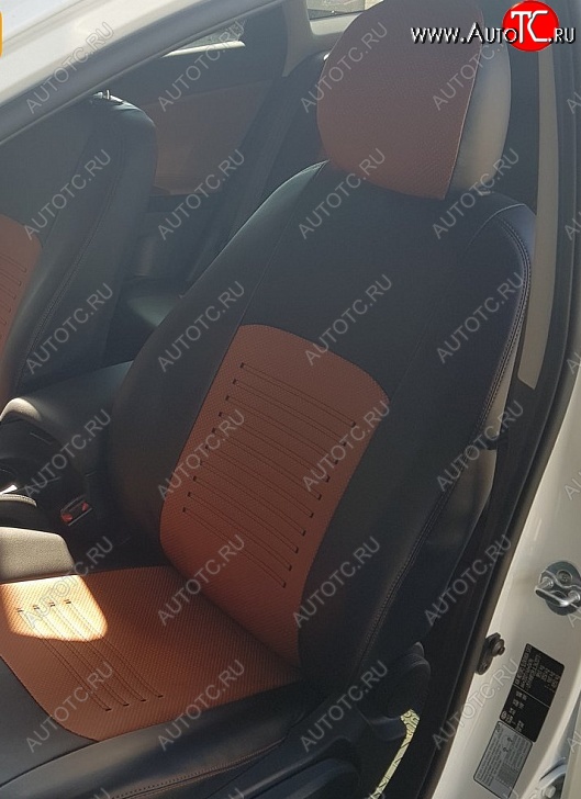 10 849 р. Чехлы для сидений Lord Autofashion Турин (экокожа, раздельная спинка)  Hyundai Solaris  RBr (2010-2017) седан дорестайлинг, седан рестайлинг (Чёрный, вставка коричневая)  с доставкой в г. Воронеж