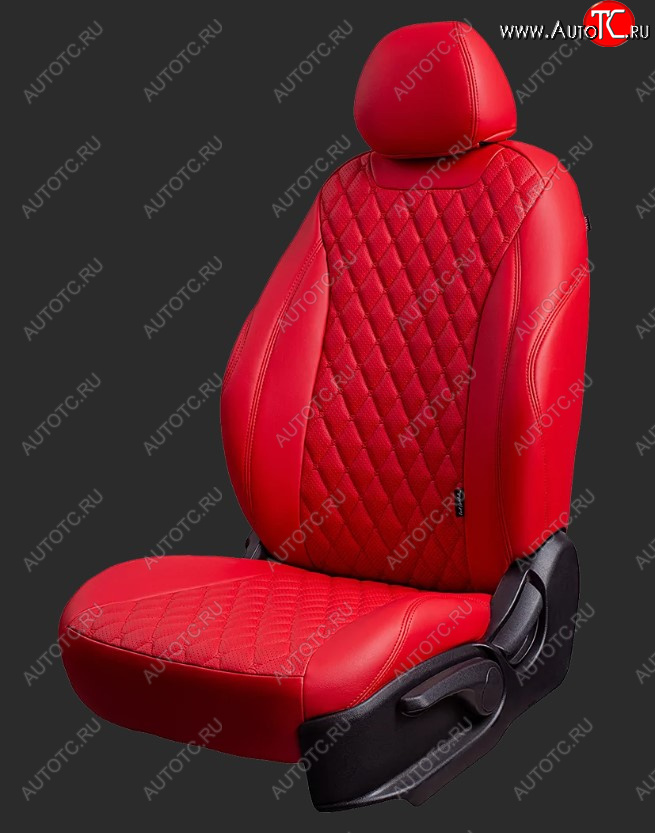 14 999 р. Чехлы для сидений Lord Autofashion Байрон (экокожа, спинка 60/40, 2 Г-образных подголовника)  Hyundai Solaris  RBr (2010-2017) седан дорестайлинг, седан рестайлинг (Красный, вставка красная, строчка красная)  с доставкой в г. Воронеж
