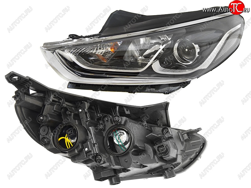 7 449 р. Левая фара SAT (галоген)  Hyundai Sonata  LF (2017-2019) рестайлинг  с доставкой в г. Воронеж