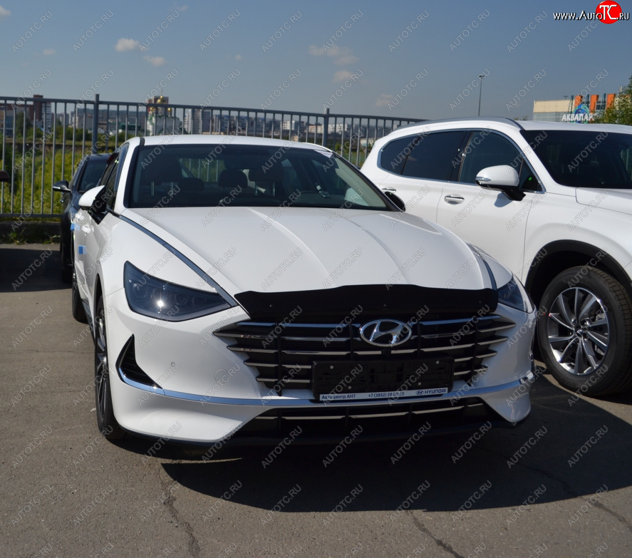 3 299 р. Дефлектор капота SIM  Hyundai Sonata  DN8 (2019-2022)  с доставкой в г. Воронеж