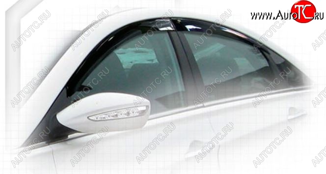 1 999 р. Дефлектора окон CA-Plastiс  Hyundai Sonata  YF (2009-2014) (Classic полупрозрачный, Без хром.молдинга, Крепление только на скотч)  с доставкой в г. Воронеж