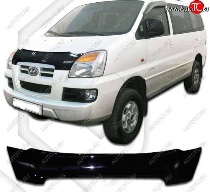 2 159 р. Дефлектор капота (Кузов: kmjwwh) CA-Plastic Hyundai Starex/H1 A1 рестайлинг (2004-2007) (Classic черный, Без надписи)  с доставкой в г. Воронеж