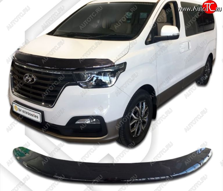 2 899 р. Дефлектор капота CA-Plastik exclusive  Hyundai Starex/Grand Starex/H1  TQ (2017-2022) 2-ой рестайлинг (Classic черный, Без надписи)  с доставкой в г. Воронеж