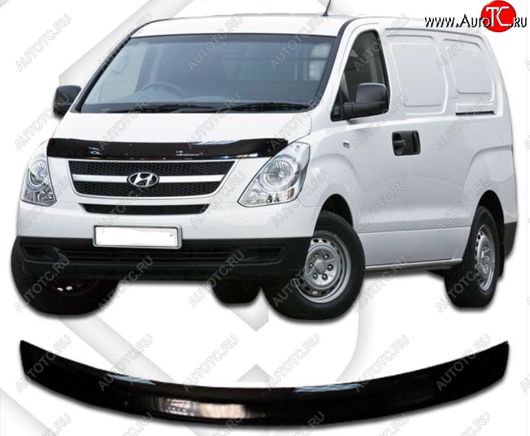 2 159 р. Дефлектор капота CA-Plastic Hyundai Starex/Grand Starex/H1 TQ дорестайлинг (2007-2013) (Classic черный, Без надписи)  с доставкой в г. Воронеж