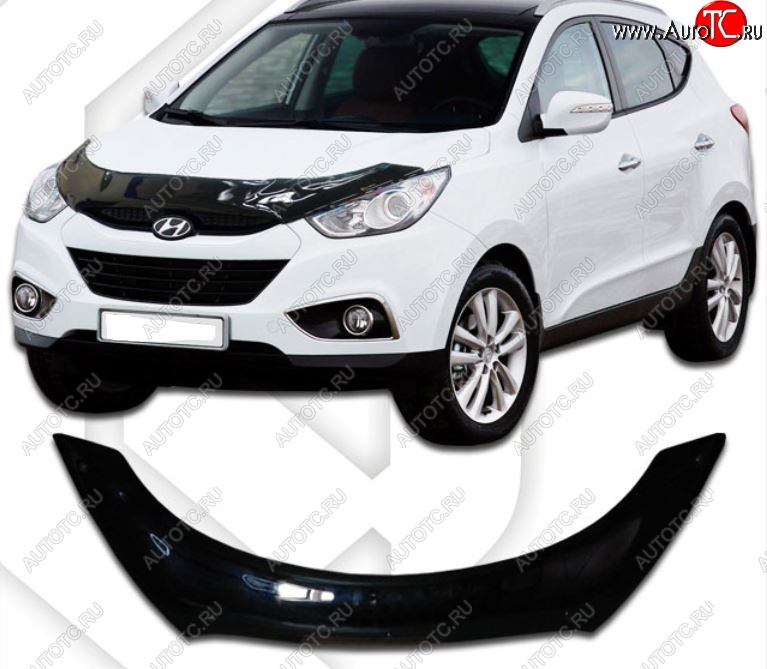 2 599 р. Дефлектор капота CA-Plastiс exclusive  Hyundai Tucson  LM (2010-2017) (Classic черный, Без надписи)  с доставкой в г. Воронеж