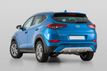9 799 р. Накладка заднего бампера YT  Hyundai Tucson  TL (2015-2018) дорестайлинг (Неокрашенная)  с доставкой в г. Воронеж. Увеличить фотографию 4