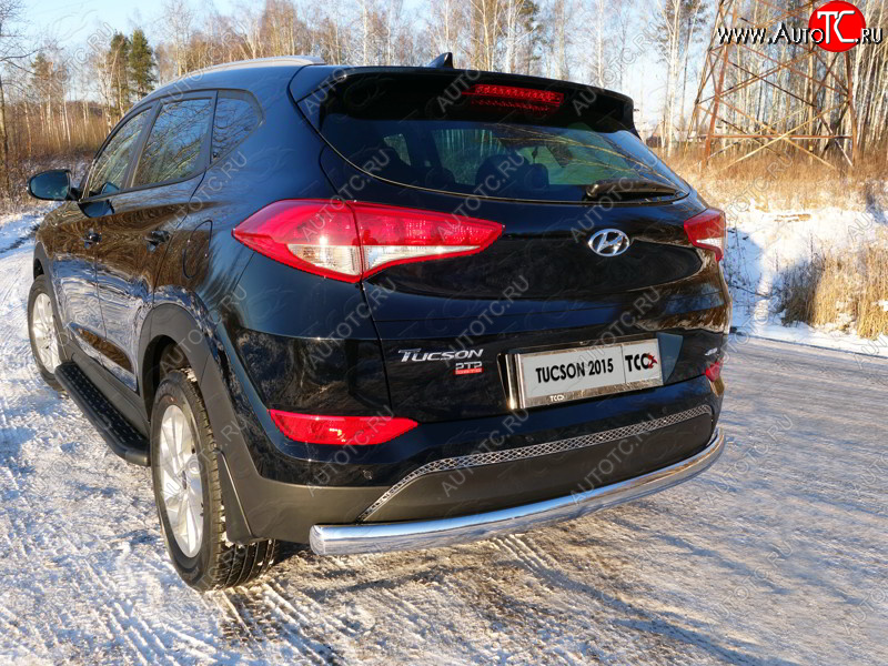 18 999 р. Защита заднего бампера (овальная) ТСС 75х42 мм  Hyundai Tucson  TL (2015-2018) дорестайлинг  с доставкой в г. Воронеж