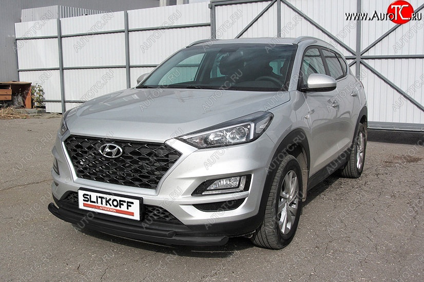 12 999 р. Защита переднего бампера Slitkoff (двойная, d57/42)  Hyundai Tucson  TL (2018-2021) рестайлинг (Сталь с полимерным покрытием. Цвет: чёрный)  с доставкой в г. Воронеж