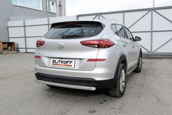 7 999 р. Защита заднего бампера Slitkoff (d57 мм)  Hyundai Tucson  TL (2018-2021) рестайлинг (Сталь с полимерным покрытием. Цвет: серебристый)  с доставкой в г. Воронеж. Увеличить фотографию 1