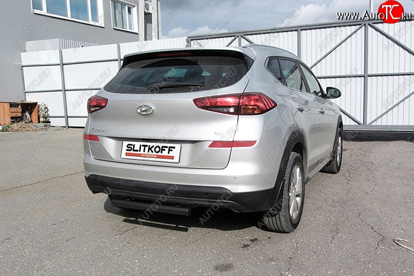 5 599 р. Защита заднего бампера Slitkoff (d57 мм)  Hyundai Tucson  TL (2018-2021) рестайлинг (Сталь с полимерным покрытием. Цвет: чёрный )  с доставкой в г. Воронеж