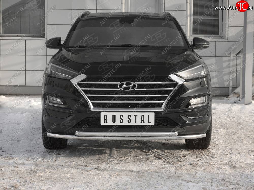 17 349 р. Защита переднего бампера (2 трубы Ø42 мм, нержавейка) SLITKOFF  Hyundai Tucson  TL (2018-2021) рестайлинг  с доставкой в г. Воронеж
