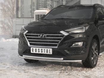 17 349 р. Защита переднего бампера (2 трубы Ø42 мм, нержавейка) SLITKOFF  Hyundai Tucson  TL (2018-2021) рестайлинг  с доставкой в г. Воронеж. Увеличить фотографию 2