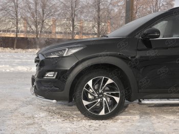 17 349 р. Защита переднего бампера (2 трубы Ø42 мм, нержавейка) SLITKOFF  Hyundai Tucson  TL (2018-2021) рестайлинг  с доставкой в г. Воронеж. Увеличить фотографию 4