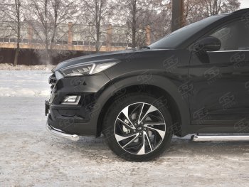 15 549 р. Защита переднего бампера (Ø 63 мм, нержавейка) SLITKOFF  Hyundai Tucson  TL (2018-2021) рестайлинг  с доставкой в г. Воронеж. Увеличить фотографию 3