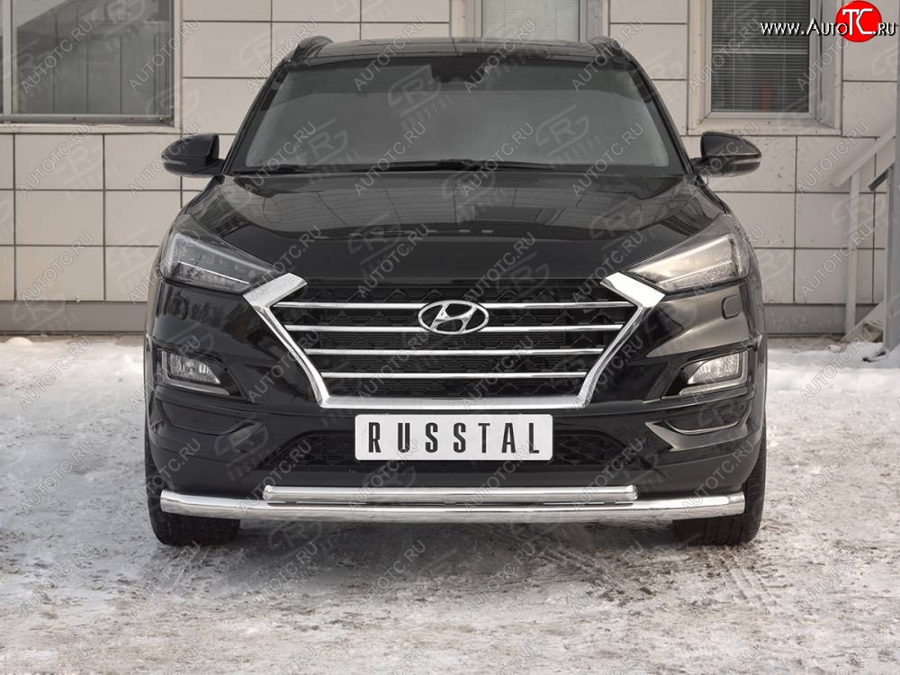 17 899 р. Защита переднего бампера (2 трубы Ø63 и 42 мм, нержавейка) SLITKOFF  Hyundai Tucson  TL (2018-2021) рестайлинг  с доставкой в г. Воронеж