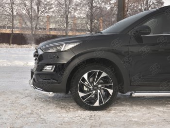 17 899 р. Защита переднего бампера (2 трубы Ø63 и 42 мм, нержавейка) SLITKOFF  Hyundai Tucson  TL (2018-2021) рестайлинг  с доставкой в г. Воронеж. Увеличить фотографию 3