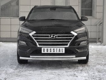 17 599 р. Защита переднего бампера (2 трубы Ø63 и 42 мм, нержавейка) SLITKOFF  Hyundai Tucson  TL (2018-2021) рестайлинг  с доставкой в г. Воронеж. Увеличить фотографию 1