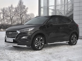 17 599 р. Защита переднего бампера (2 трубы Ø63 и 42 мм, нержавейка) SLITKOFF Hyundai Tucson TL рестайлинг (2018-2021)  с доставкой в г. Воронеж. Увеличить фотографию 2