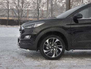 17 599 р. Защита переднего бампера (2 трубы Ø63 и 42 мм, нержавейка) SLITKOFF Hyundai Tucson TL рестайлинг (2018-2021)  с доставкой в г. Воронеж. Увеличить фотографию 3