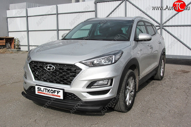 13 699 р. Защита переднего бампера Slitkoff (Ø 57+Ø 42, двойная).  Hyundai Tucson  TL (2018-2021) рестайлинг (Сталь с полимерным покрытием. Цвет: черный)  с доставкой в г. Воронеж