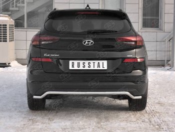 14 899 р. Защита заднего бампера (Ø42 мм волна, нержавейка) SLITKOFF Hyundai Tucson TL рестайлинг (2018-2021)  с доставкой в г. Воронеж. Увеличить фотографию 1