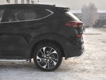 14 899 р. Защита заднего бампера (Ø42 мм волна, нержавейка) SLITKOFF Hyundai Tucson TL рестайлинг (2018-2021)  с доставкой в г. Воронеж. Увеличить фотографию 2