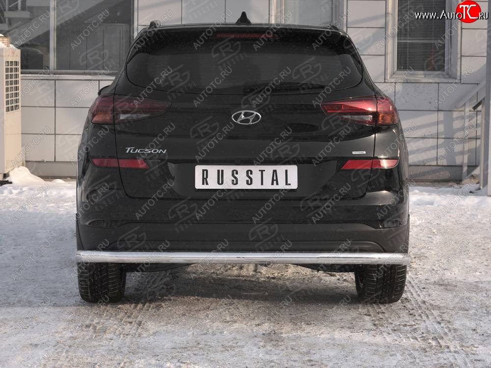 15 349 р. Защита заднего бампера (Ø63 мм, нержавейка) RUSSTAL  Hyundai Tucson  TL (2018-2021) рестайлинг  с доставкой в г. Воронеж