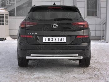 16 999 р. Защита заднего бампера (Ø63/42 мм, нержавейка) SLITKOFF  Hyundai Tucson  TL (2018-2021) рестайлинг  с доставкой в г. Воронеж. Увеличить фотографию 1