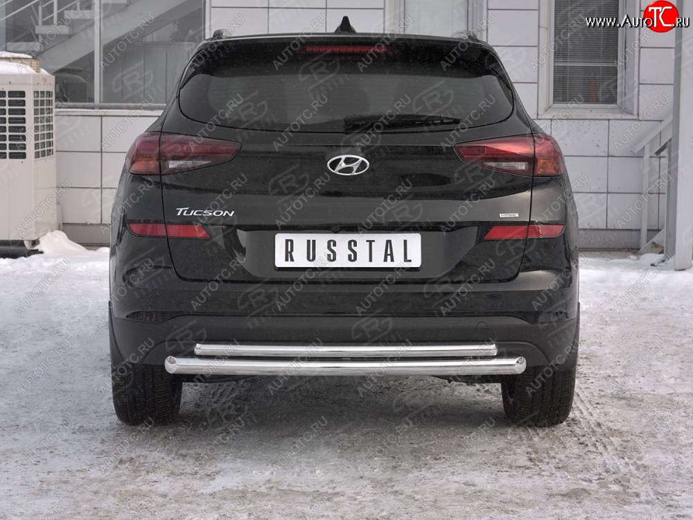 16 999 р. Защита заднего бампера (Ø63/42 мм, нержавейка) SLITKOFF  Hyundai Tucson  TL (2018-2021) рестайлинг  с доставкой в г. Воронеж