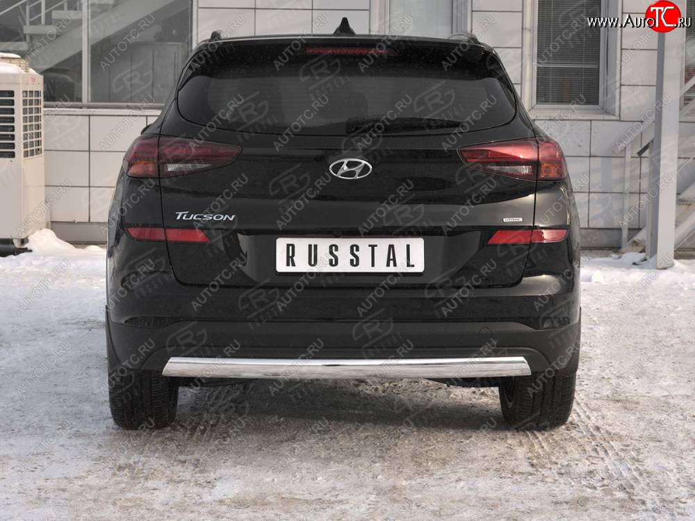 14 999 р. Защита заднего бампера (Ø75x42 мм, нержавейка) Russtal  Hyundai Tucson  TL (2018-2021) рестайлинг  с доставкой в г. Воронеж