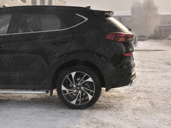 14 999 р. Защита заднего бампера (Ø75x42 мм, нержавейка) Russtal  Hyundai Tucson  TL (2018-2021) рестайлинг  с доставкой в г. Воронеж. Увеличить фотографию 3