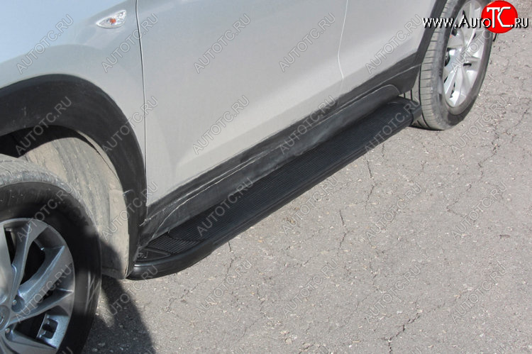 13 349 р. Пороги алюминиевые Slitkoff  Hyundai Tucson  TL (2018-2021) рестайлинг (Optima Black )  с доставкой в г. Воронеж