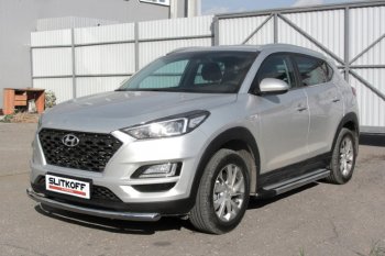 10 699 р. Пороги алюминиевые Slitkoff Hyundai Tucson TL рестайлинг (2018-2021) (Luxe Silver)  с доставкой в г. Воронеж. Увеличить фотографию 2