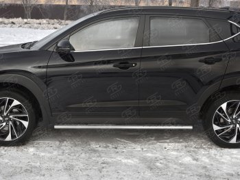 16 649 р. Защита порогов (Ø75x42 мм с проступью, нержавейка) Russtal Hyundai Tucson TL рестайлинг (2018-2021)  с доставкой в г. Воронеж. Увеличить фотографию 2