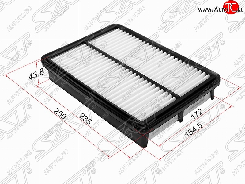 246 р. Фильтр воздушный двигателя SAT (250х172х43.8 mm)  Hyundai Tucson  JM (2004-2010), KIA Sportage  2 JE,KM (2004-2008)  с доставкой в г. Воронеж