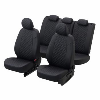 8 749 р. Чехлы сидений (экокожа, ЗСиС 60/40 + вырез под подлокотник) AUTOPILOT Ромб  Hyundai Tucson  JM (2004-2010), KIA Sportage  2 JE,KM (2004-2008) (черный/строчка синяя)  с доставкой в г. Воронеж. Увеличить фотографию 3