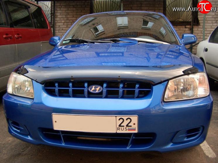 2 699 р. Дефлектор капота NovLine  Hyundai Accent  2 LC (1999-2012) седан дорестайлинг (ТагАЗ)  с доставкой в г. Воронеж