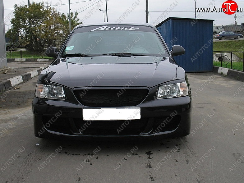 7 299 р. Передний бампер SPORT DESIGN Hyundai Accent 2 LC седан дорестайлинг (ТагАЗ) (1999-2012) (Неокрашенный)  с доставкой в г. Воронеж
