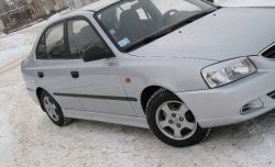 4 099 р. Пороги накладки Style  Hyundai Accent  седан ТагАЗ (2001-2012) (Неокрашенные)  с доставкой в г. Воронеж. Увеличить фотографию 2