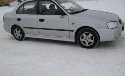 4 099 р. Пороги накладки Style  Hyundai Accent  седан ТагАЗ (2001-2012) (Неокрашенные)  с доставкой в г. Воронеж. Увеличить фотографию 3