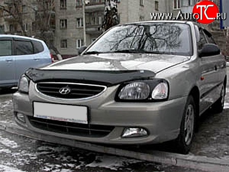 1 484 р. Защита передних фар NovLine (очки) .  Hyundai Accent  2 LC (1999-2012) седан дорестайлинг (ТагАЗ)  с доставкой в г. Воронеж