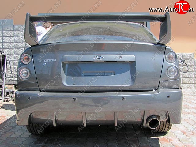 6 099 р. Задний бампер RACER DESIGN Hyundai Accent 2 LC седан дорестайлинг (ТагАЗ) (1999-2012) (Неокрашенный)  с доставкой в г. Воронеж